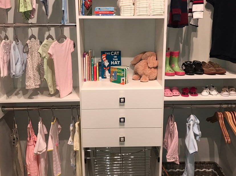 Children's closet with shelves and drawers
