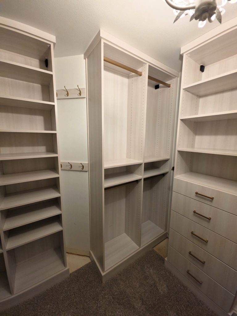 Primary Closet designed and installed in Fort Collins home